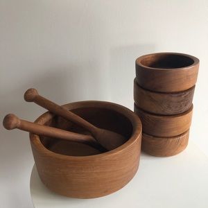 Vintage Teak Wood Serving Set